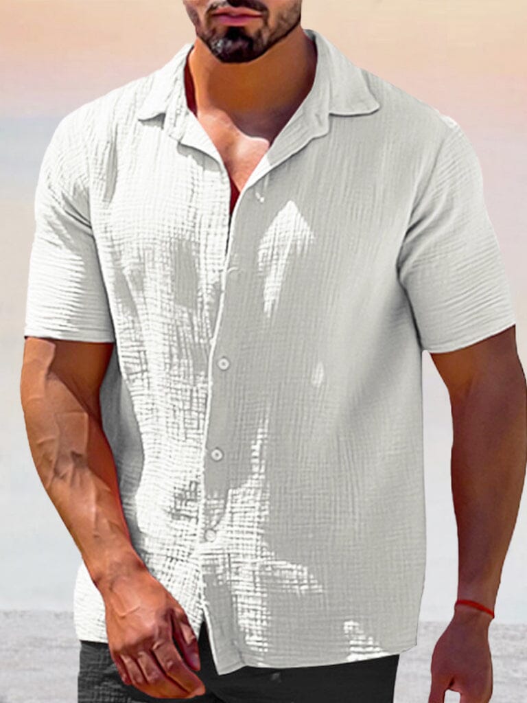 Classic Breathable Short Sleeve Shirt Shirts coofandy White M 