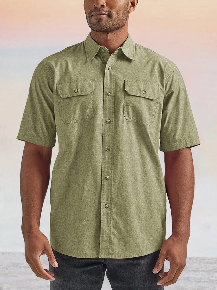 Casual Button Up Cuban Shirt Shirts coofandystore Green S 