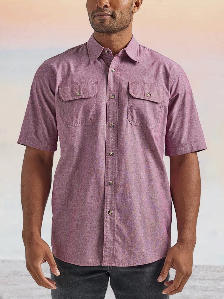 Casual Button Up Cuban Shirt Shirts coofandystore Purple S 