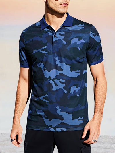 Casual Camo Polo Shirt Shirts & Polos coofandystore Blue M 