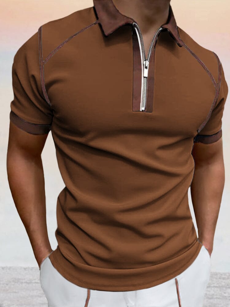 Comfort Color Blocking Polo Shirt Shirts & Polos coofandystore Brown S 