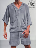 Casual Linen Pullover Hoodie Set Sets coofandystore Grey M 