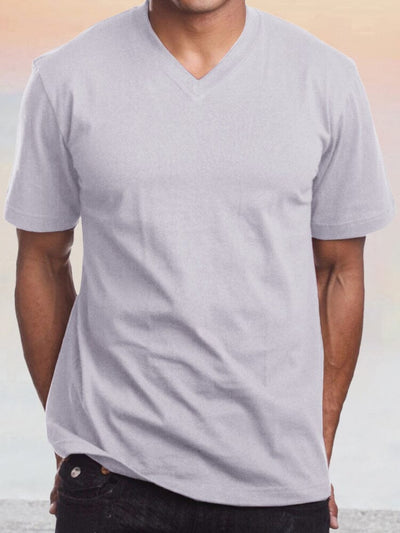 Classic Fit V-Neck T-Shirt T-shirt coofandy Light Grey M 