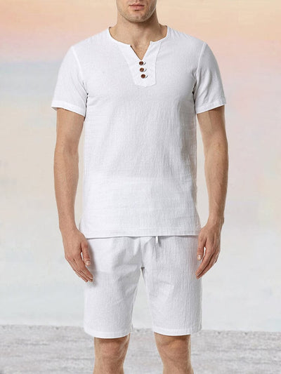 Casual Linen 2-Piece Shirt Sets Sets coofandystore White M 