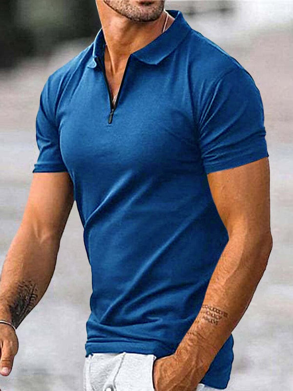 Classic Breathable Solid Polo T-Shirt Polos coofandy Blue S 