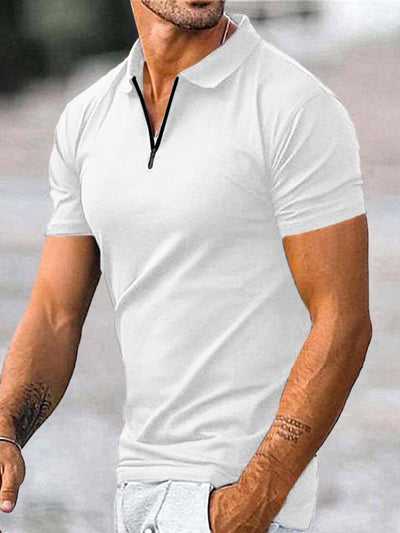 Classic Breathable Solid Polo T-Shirt Polos coofandy White S 