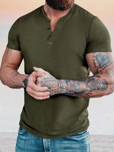 Classic Soft Henley Shirt T-shirt coofandy Army Green M 