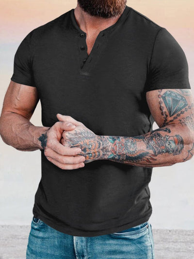 Classic Soft Henley Shirt T-shirt coofandy Black M 