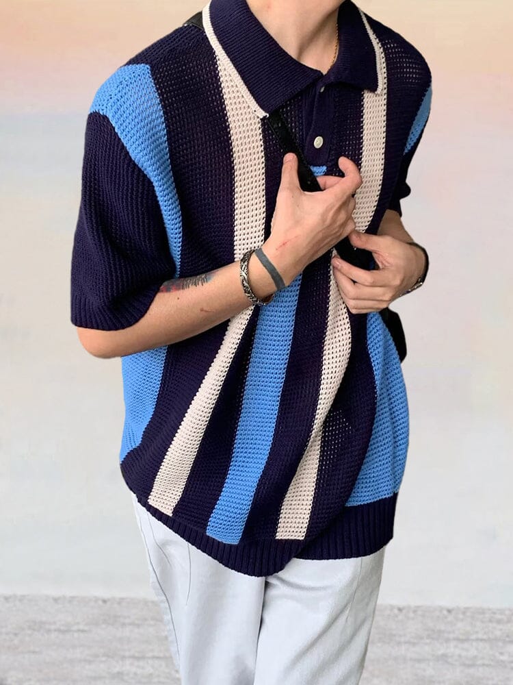 Stylish Stripe Knit Top Polos coofandy 