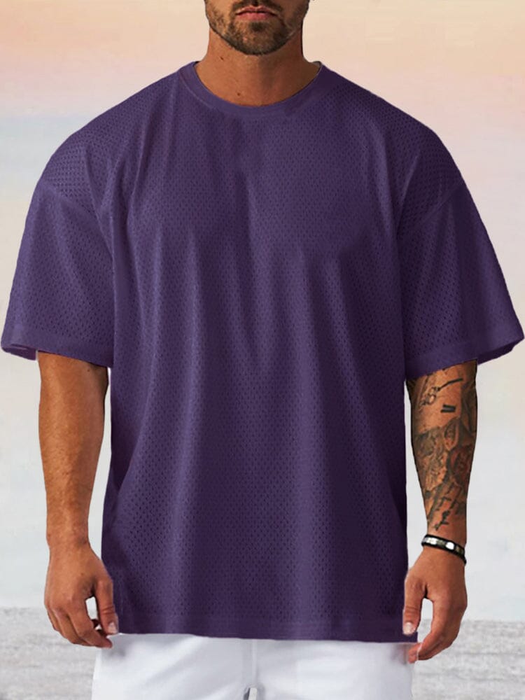 Casual Breathable Mesh T-shirt T-shirt coofandystore Purple M 