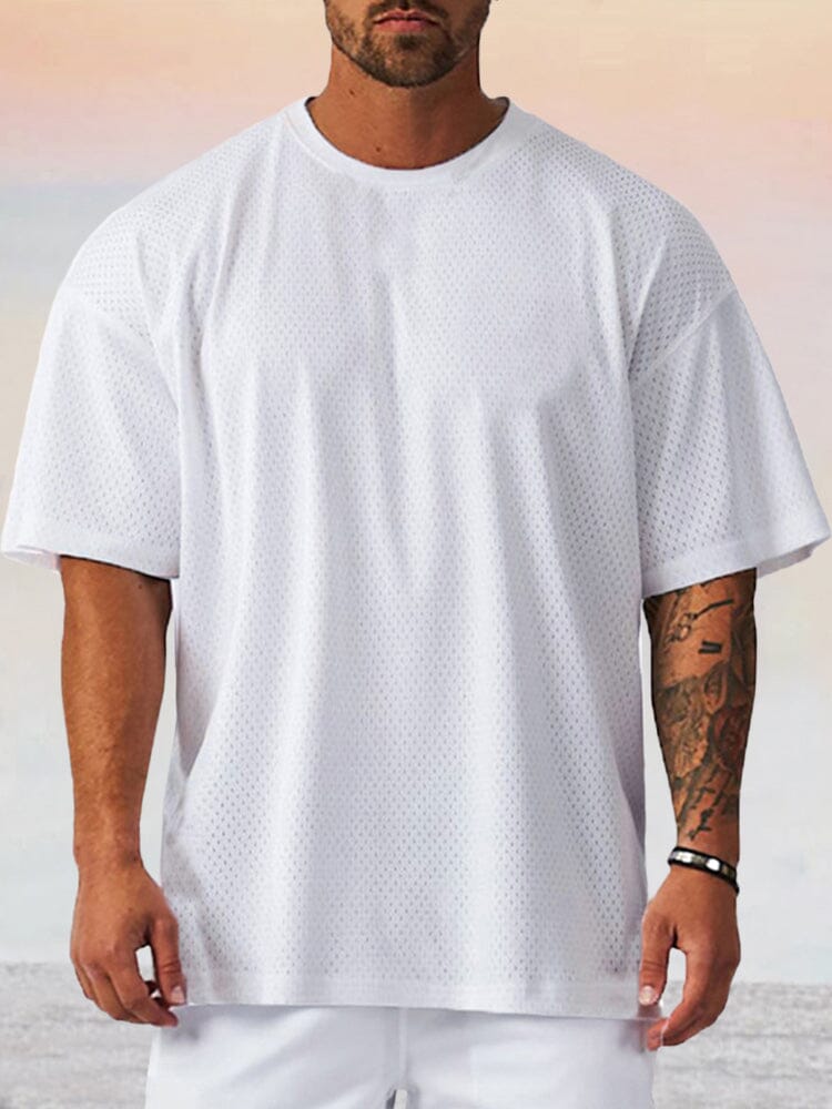 Casual Breathable Mesh T-shirt T-shirt coofandystore White M 