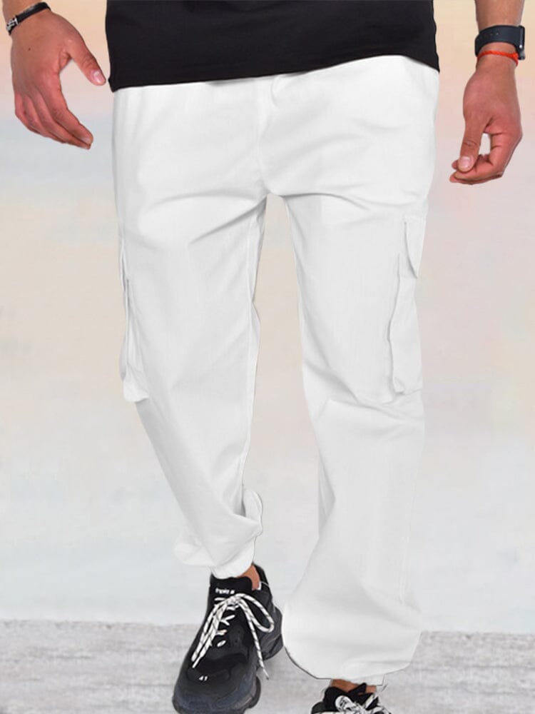 Casual Cargo Jogger Pants Pants coofandy White M 