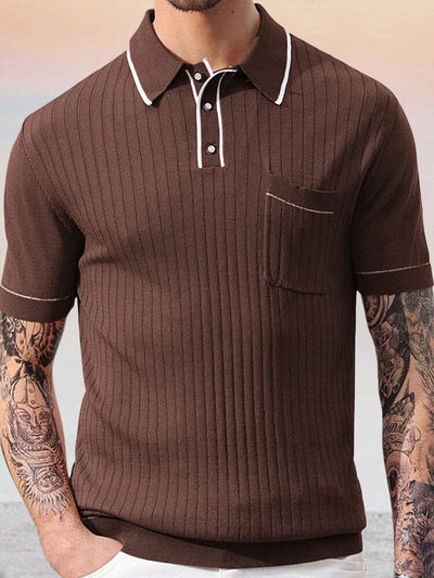 Breathable Knit Textured Polo Shirt Shirts & Polos coofandystore Dark Brown M 