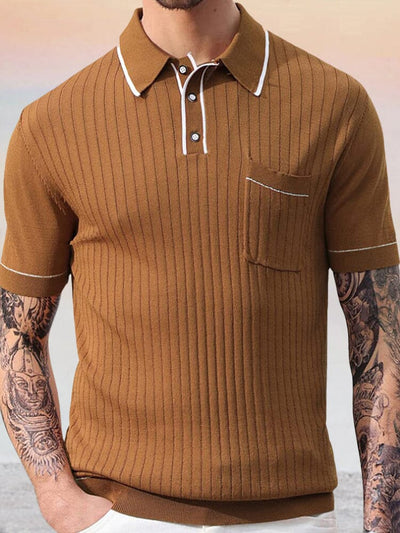 Breathable Knit Textured Polo Shirt Shirts & Polos coofandystore Light Brown M 