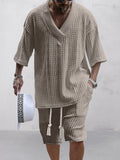 Stylish Knit Shirt Set Sets coofandystore Khaki M 