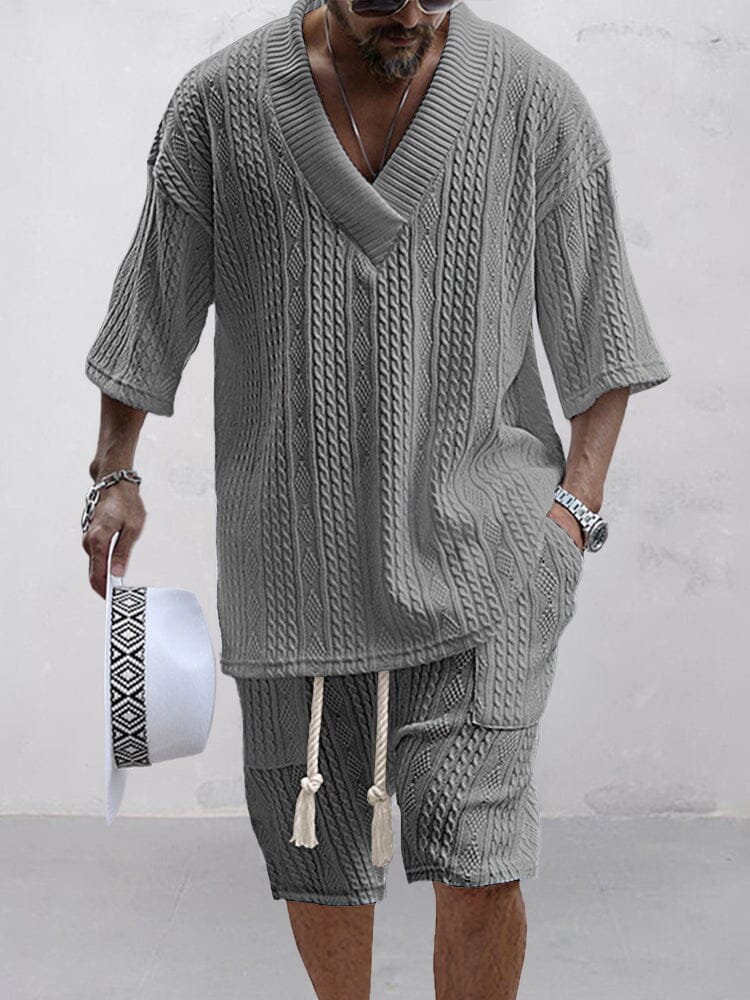 Stylish Knit Shirt Set - Breathable & Soft Material, Side
