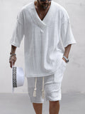 Stylish Knit Shirt Set Sets coofandystore White M 