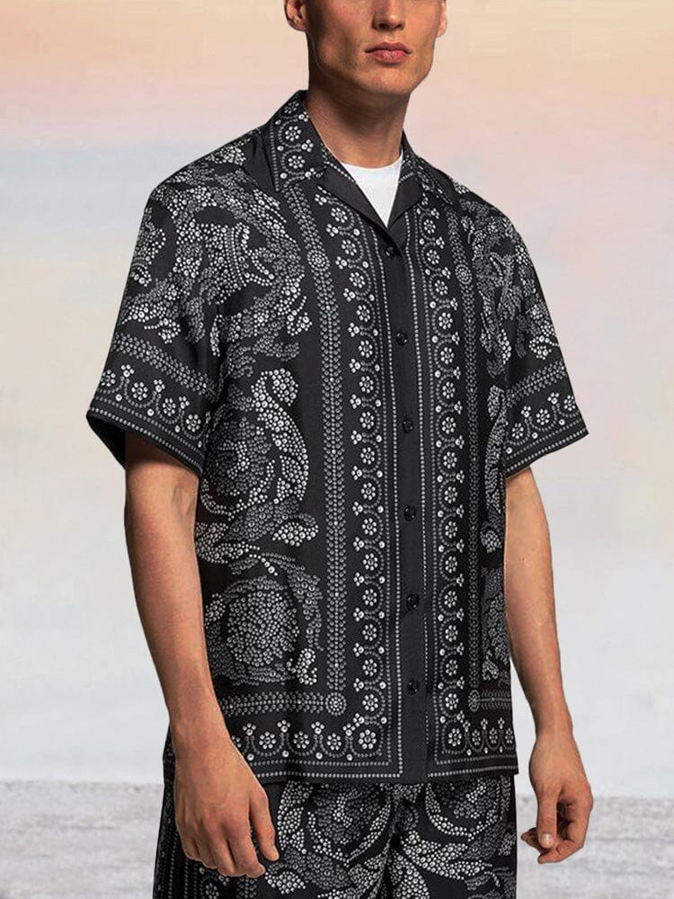 Casual Vintage Printed Shirt Shirts coofandystore Black S 