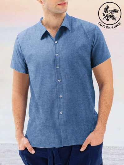 Classic Comfy Cotton Linen Shirt Shirts coofandy Blue M 