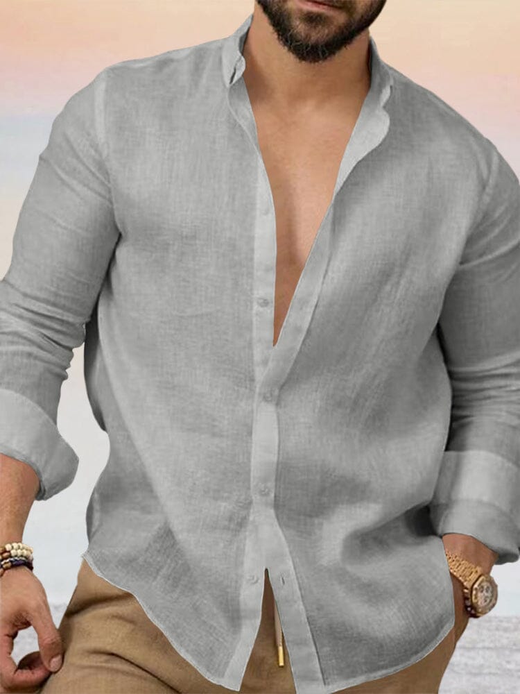Cozy Cotton Linen Shirt Shirts coofandystore Light Grey S 