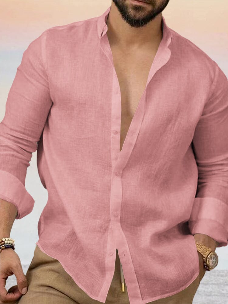 Cozy Cotton Linen Shirt Shirts coofandystore Pink S 