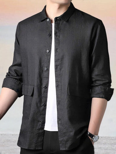 Cozy 100% Linen Shirt Shirts coofandystore Black S 