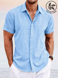 Casual Cotton Linen Shirt Shirts coofandystore Light Blue S 