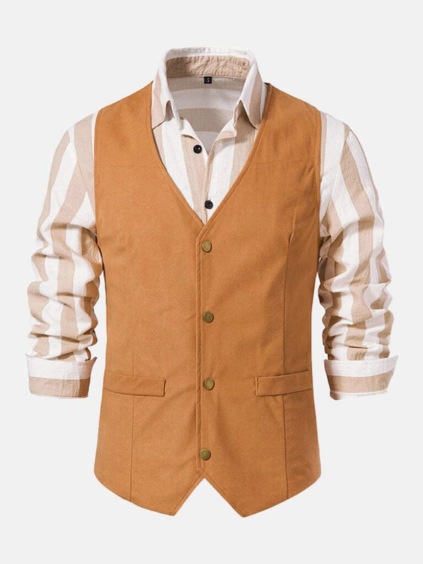 Suede Leather Suit Vest Vest coofandystore Orange S 