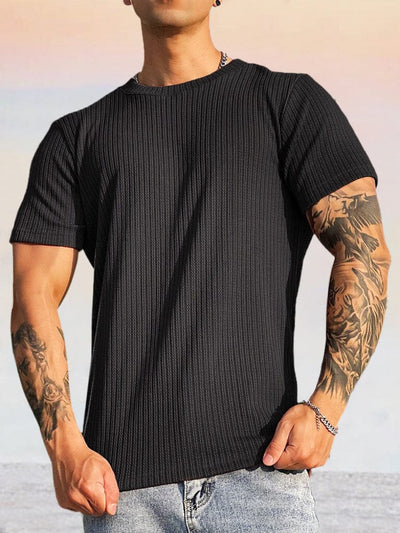 Classic Stretchy Pit Strip T-shirt T-shirt coofandy Black M 