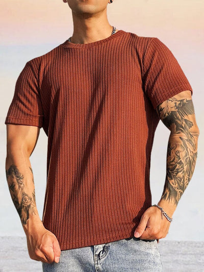 Classic Stretchy Pit Strip T-shirt T-shirt coofandy Brown M 