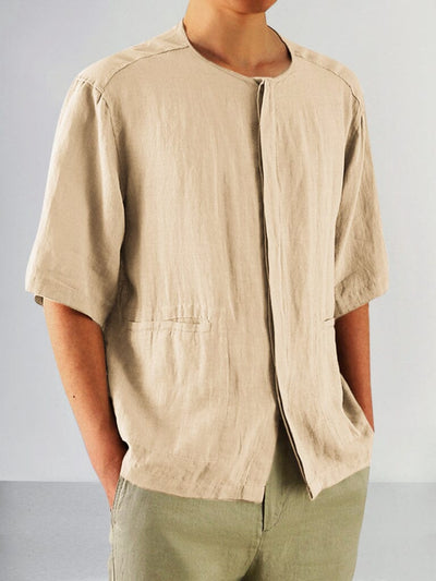 Casual Soft 100% Linen Shirt Shirts coofandy Khaki M 