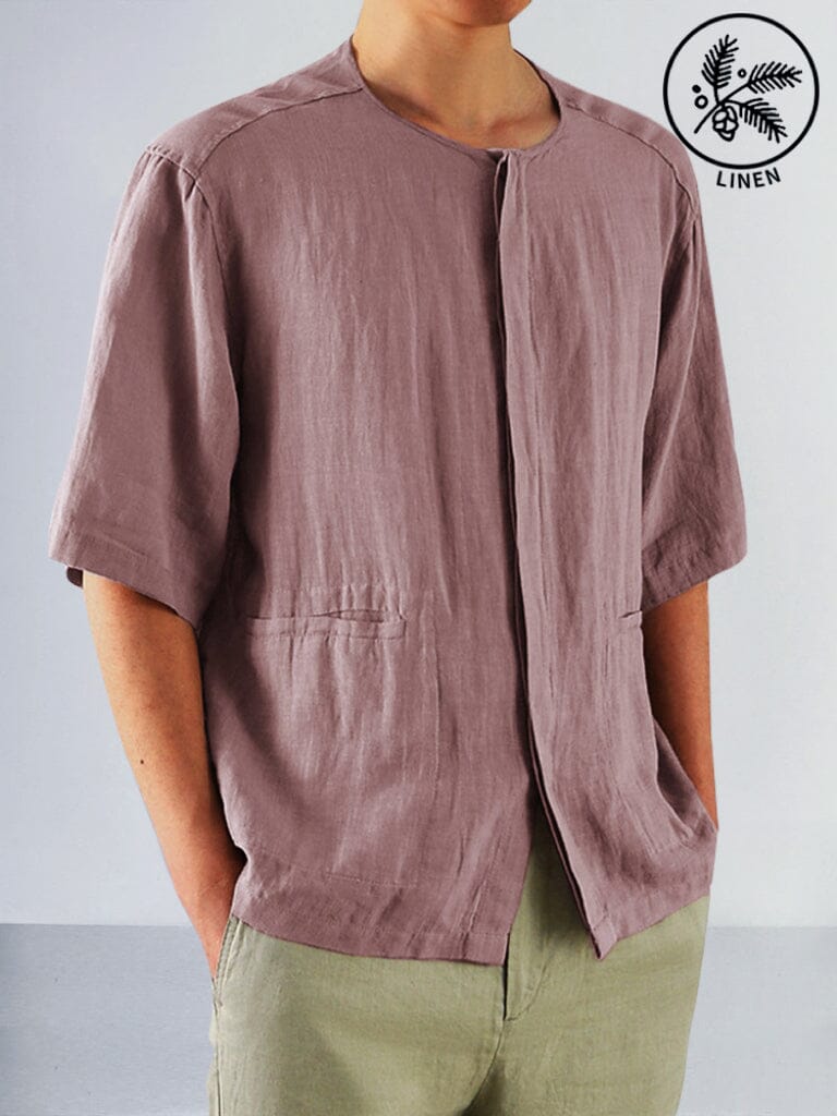 Casual Soft 100% Linen Shirt Shirts coofandy Maroon M 