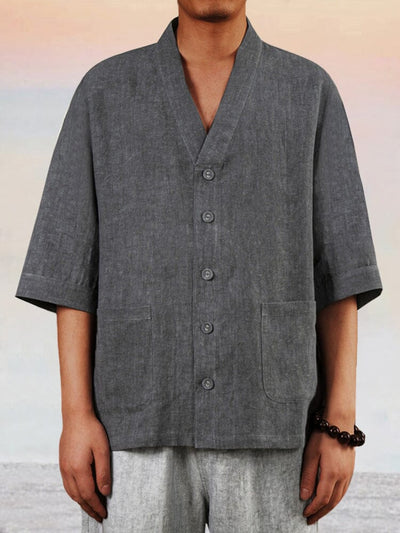 Unique Cozy 100% Linen Shirt Shirts coofandystore Dark Grey M 