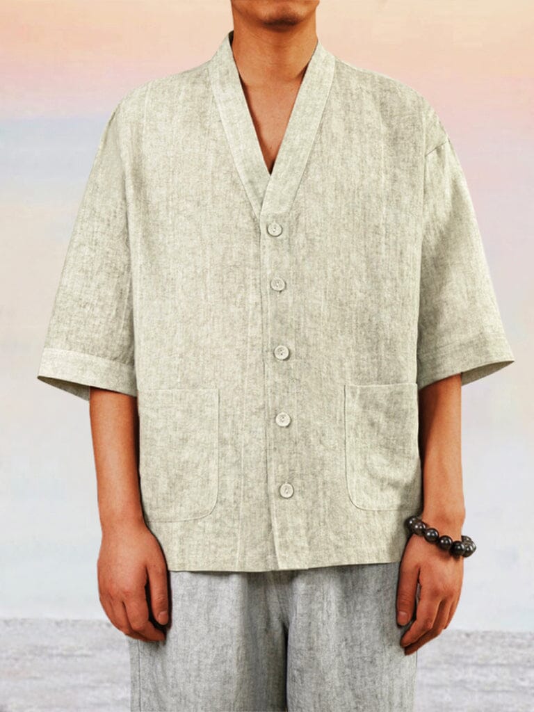 Unique Cozy 100% Linen Shirt Shirts coofandystore Light Khaki M 
