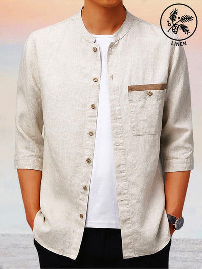Casual 100% Linen Shirt Shirts coofandystore Mid Sleeve-Natural Linen L 