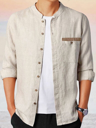 Casual 100% Linen Shirt Shirts coofandystore Long Sleeve-Natural Linen L 