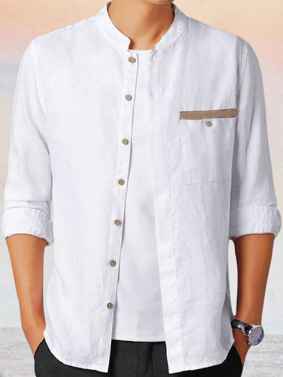 Casual 100% Linen Shirt Shirts coofandystore Long Sleeve-White L 