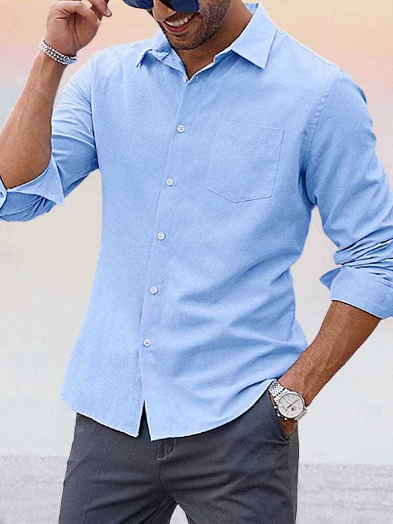 Casual Solid Oxford Shirt Shirts coofandystore Light Blue S 