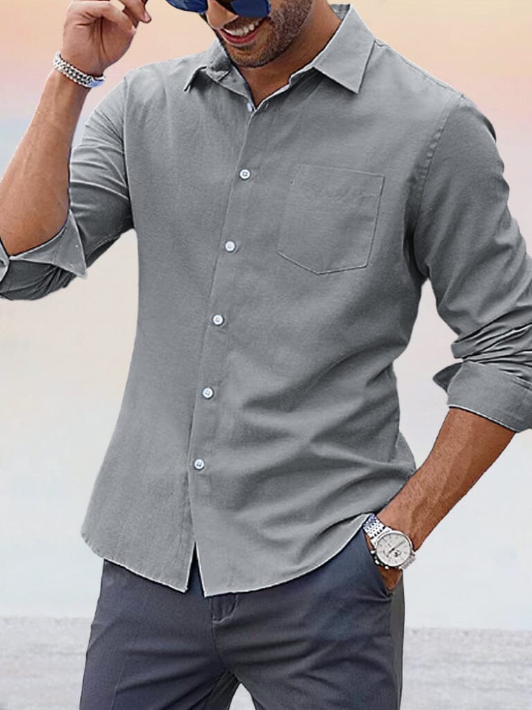 Casual Solid Oxford Shirt Shirts coofandystore Grey S 