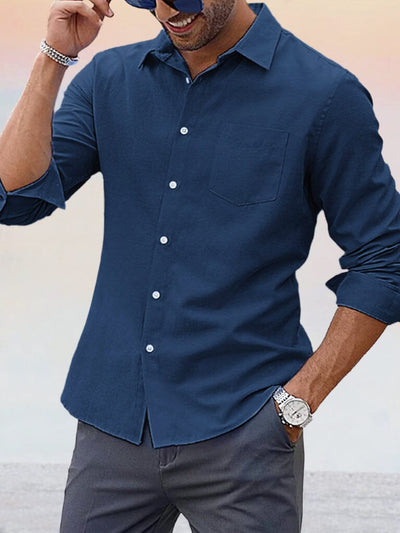 Casual Solid Oxford Shirt Shirts coofandystore Navy Blue S 