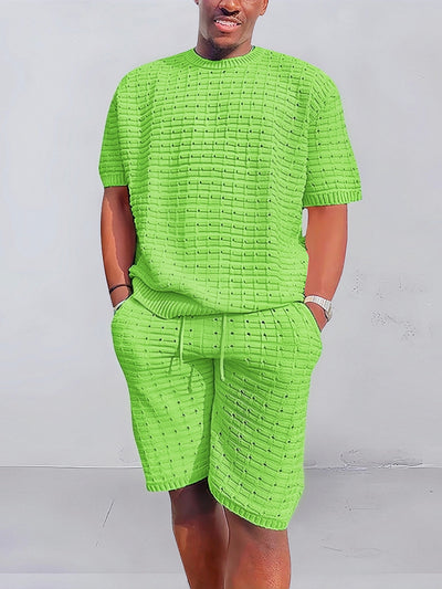 Casual Breathable Knit Set Sports Set coofandy Green S 