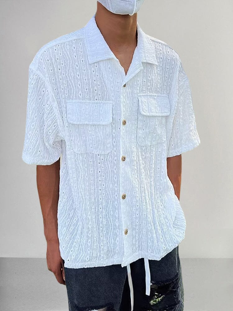 Breathable Textured Cuban Shirt Shirts coofandystore White M 