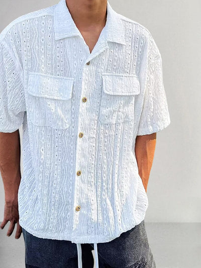 Breathable Textured Cuban Shirt Shirts coofandystore 