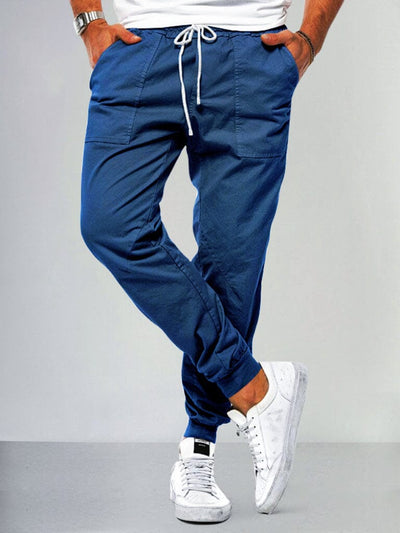 Casual Beam Feet Cargo Pants Pants coofandy Blue M 