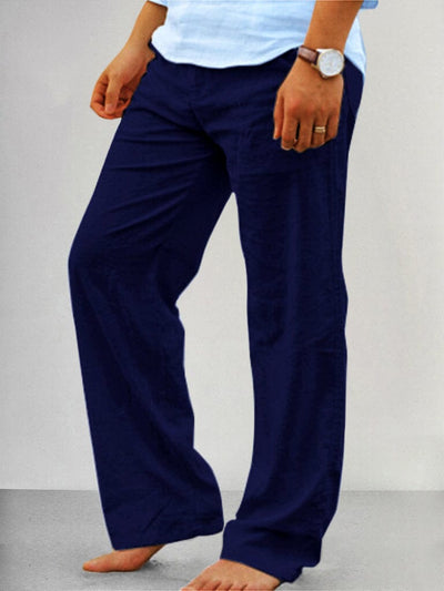 Soft Loose Cotton Linen Pants Pants coofandy Navy Blue S 