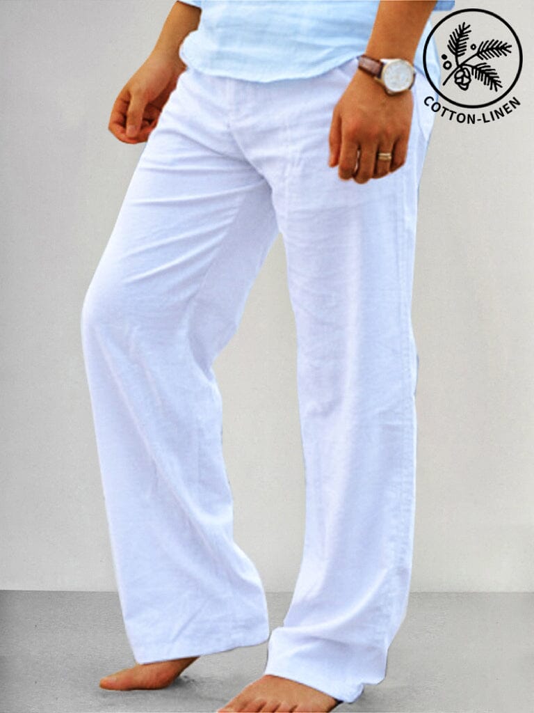 Soft Loose Cotton Linen Pants Pants coofandy White S 