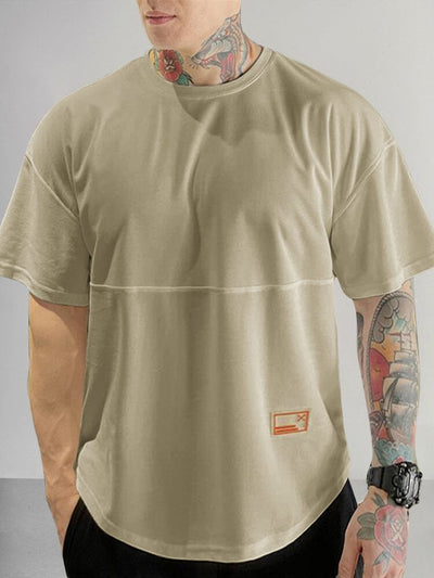 Casual Breathable Stretchy T-shirt T-shirt coofandy Khaki M 