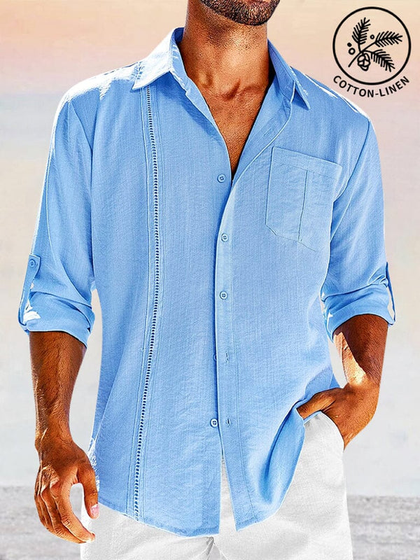 Classic Fit Cotton Linen Shirt Shirts coofandy Clear Blue S 