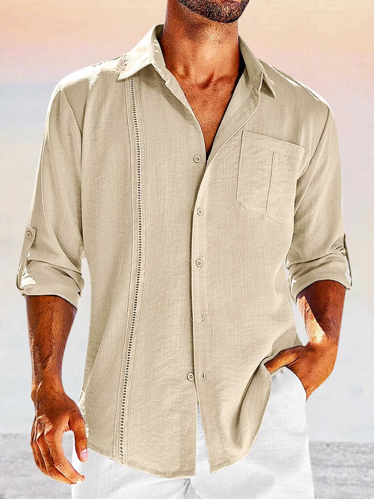 Classic Fit Cotton Linen Shirt Shirts coofandy Apricot S 