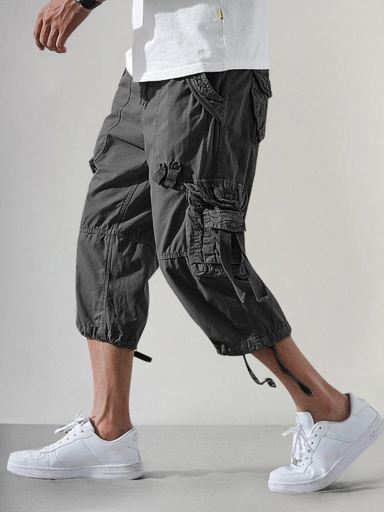 Stylish 100% Cotton Cargo Shorts Shorts coofandy 3/4 Capri-Dark Grey M 